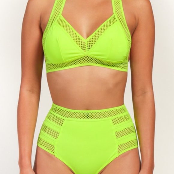 Rehab Other - High Waist Elastic Swimsuit Bikini - Neon Green